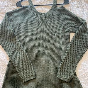 Olive Green crop shoulder sweater